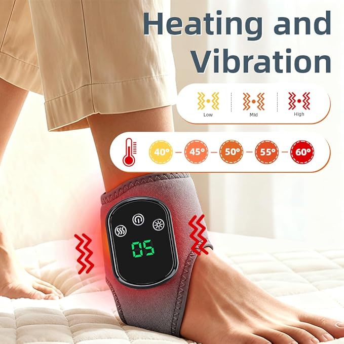 2Pcs Foot and Ankle Massager with Heat, Portable Heated Wrap, 3 Vibration Modes and 5 Heat Settings, USB Charging, Ideal for Home and Travel