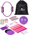 Abahub Pilates Ring Set, Home Workout Pilates Equipment, 14”Magic Circle, Yoga Ball, Resistance Bands, Sliding Disks, Socks, Fascial Ball, Workout Guide & Bag, Blue Set