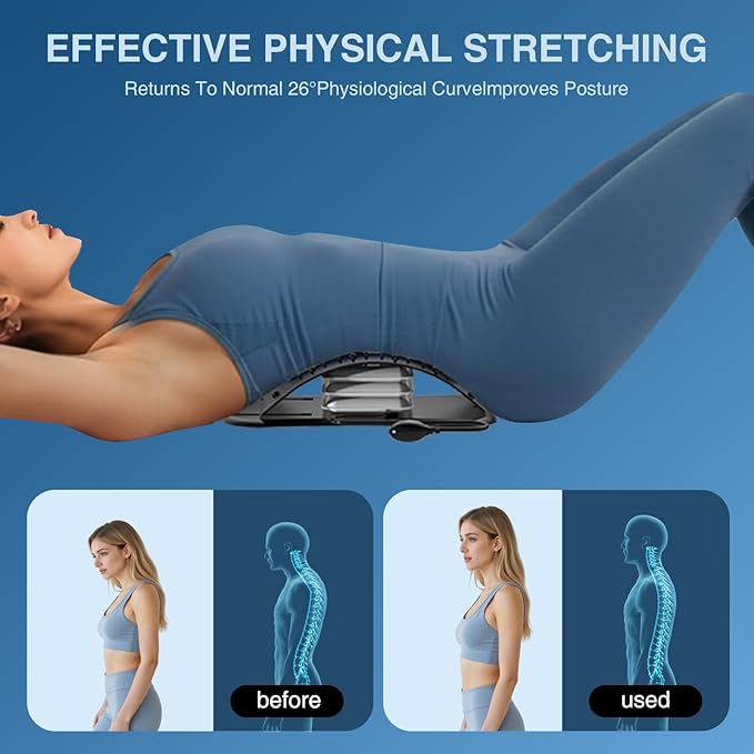 Docemel Back Stretcher for Lower Back Pain Relief,Adjustable Inversion Lumbar Traction Device,Lumbar Support Board for Spinal Decompression and Scoliosis,Sciatic Nerve Release Tool,Back Cracker Board