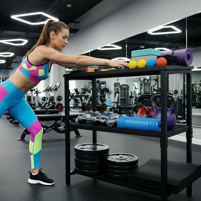 Commercial Heavy Duty Adjustable Dumbbell Stand & Kettlebell Stand, Adjustable Dumbbell Weight Rack, Kettlebell Storage Rack, Weight Rack for Garage/Home Gym/Commercial with Non-Slip Base, Anti-Tip Safety & Space-Saving Design, Weight Capacity 500/600/...
