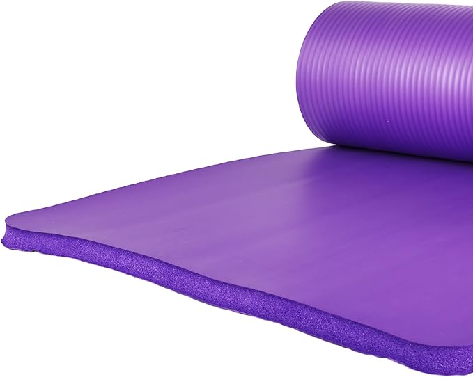 BalanceFrom 71x24 Inches Yoga Mat with Knee Pad and Optional Blocks – Extra 1-Inch Thick Non-Slip Foam with Anti-Tear Surface and Carrying Strap for Home, Studio, or Gym Workouts