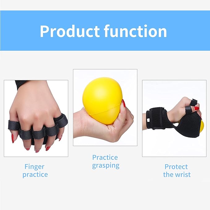 Anti-spasticity Ball Splint Hand Finger for Hand Stroke Hemiplegia Finger Recovery Spasm Dystonia Hemiplegia Finger Training Hand Functional Impairment for Children and Men and Women (Medium)