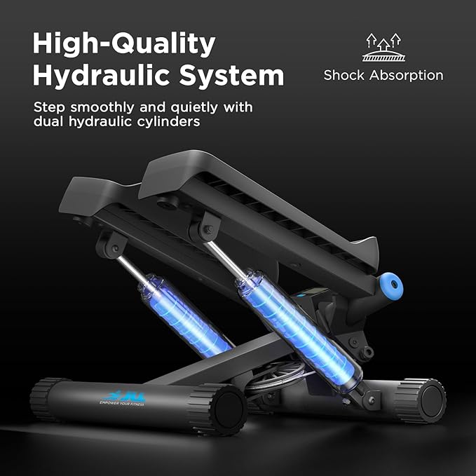 JLL Smart Twist Stepper Machine with Resistance Bands, Space-Saving Portable Mini Stair Stepper for Home, Full Body, Golden Exercise Angle, Dual Hydraulic Quiet Resistance, Adjustable Height,Bluetooth