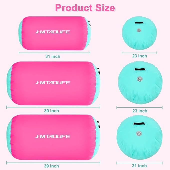 Gymnastics Air Roller Air Barrel, Inflatable Tumble Roller Mat, Air Roller Gymnastics Barrel Kids Back Somersault Backbend Trainer for Yoga Training Cheerleading Home Use