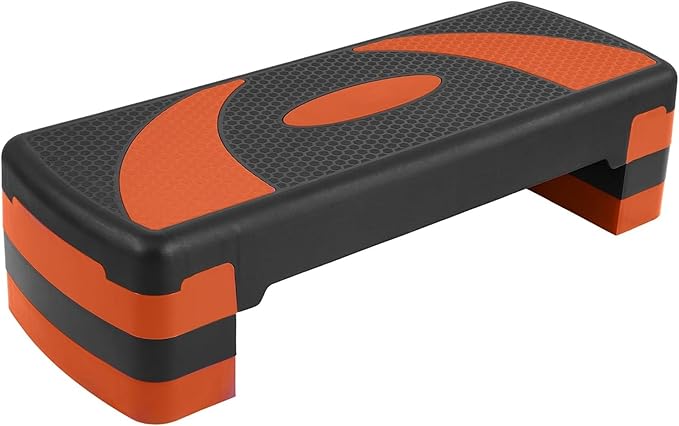Fitvids Workout Step Aerobic Platform – 31" Exercise Step with 3 levels Adjustable Height – nan – Tangerine