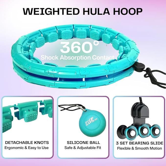 FIT ON FORM Infinity Weighted Hula Hoop for Adults Weight Loss, Smart Exercise Hola Circle Hoop for Women Abs Workout