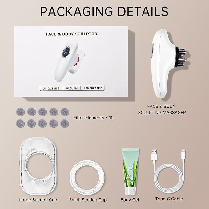 4 in 1 Body Sculpting Machine-Lymphatic Drainage Massager with 4 Adjustable Functions:Heating,Cupping,Red Light & Massage for Belly, Waist, Arms, Legs and Face
