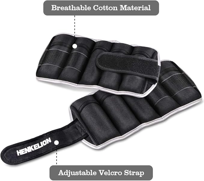 Henkelion 1 Pair 2 3 5 10 Lbs Adjustable Ankle Weights for Women Men Kids, Strength Training Wrist and Ankle Weights Sets for Gym, Fitness Workout, Running, Lifting - Black Grey Pink Blue Purple