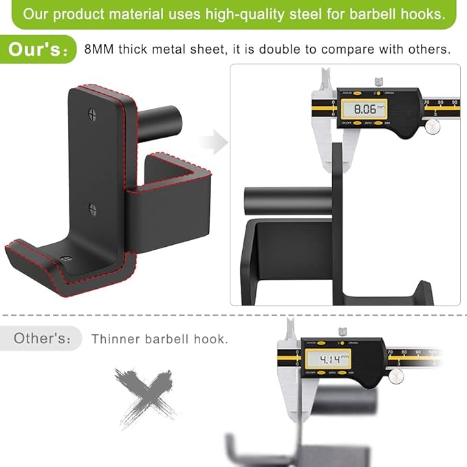 Kipika J-Hooks for 2'x2'and 3'x3' Power Rack - Bottom Reinforced Steel Hooks with Rubber Pad - Set of 2