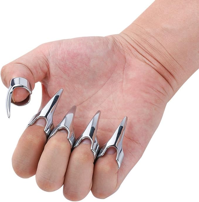 NUHUi 5Pcs Nail Covers Scratching Fondling Massage Grating Back Tickler Tools Women Men Tickle Touching Cosplay Stainless Steel Smooth Pets Nails Hair Parting Ring