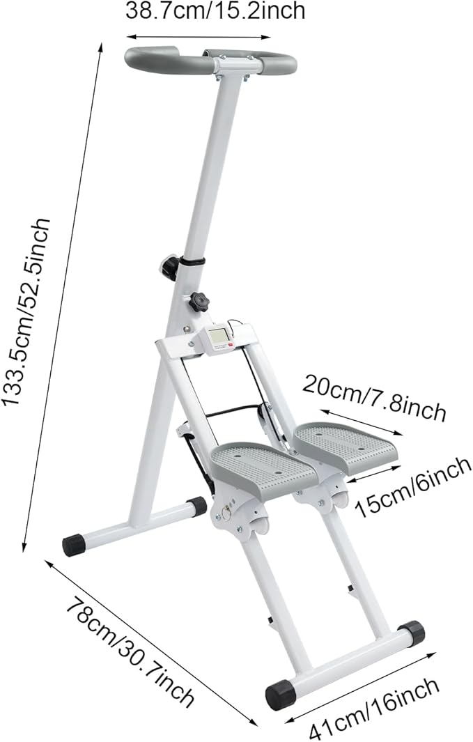 Foldable Stair Stepper Climber with Non-Battery Counter, 1.2mm Carbon Steel Frame, 220LBS Capacity, 3-Level Adjustable Pedals for Home Gym Full Body Workout