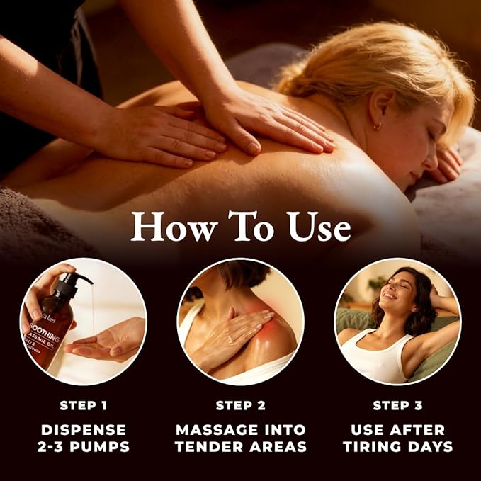 Gya Labs Soothing Massage Oil - 6.76 Fl Oz - Eases Tension and Comforts Tired Muscles for Relaxation, Soothing Massage Oil Hydrates Skin - Non-Greasy Formula, Non-GMO and Cruelty-Free
