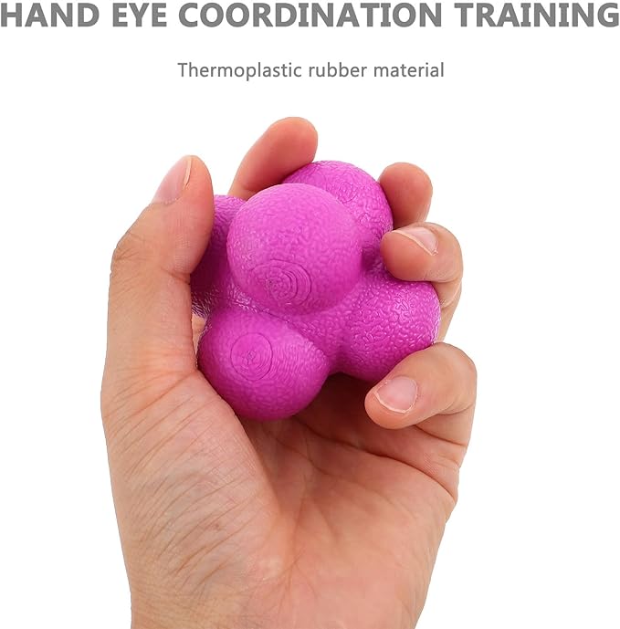 4pcs Hexagon Agility Reflex Balls: Rubber Reactivity Ball for Field Training - to Boost Hand-Eye Coordination & Reaction Time