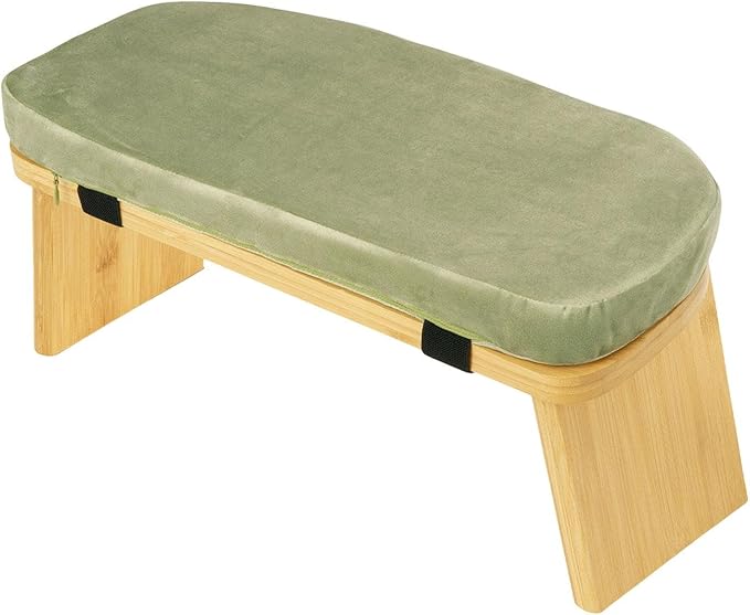 Meditation Bench Kneeling Stool Chair Wooden Prayer Bench Meditation Stool, Green