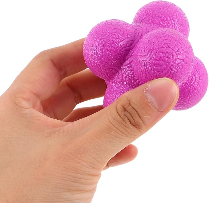 4pcs Hexagon Agility Reflex Balls: Rubber Reactivity Ball for Field Training - to Boost Hand-Eye Coordination & Reaction Time