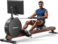 MERACH Pro-Grade Rowing Machines for Home, Smart Magnetic Rowing Machine with Self-Generation, Double Resistance and 400 LBS MAX Load, Wooden Tracks for Silent Sliding, MERACH App 1000+ Course & Games