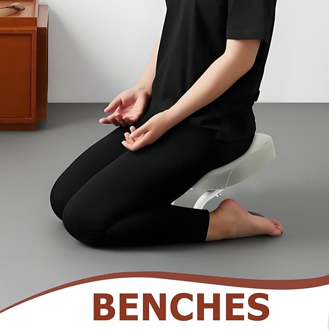 Ergonomic Kneel Sitting Stool with Cushion and Non-Slip Cover, Small Meditation Bench for Yoga, Prayer, and Temple Use, Portable Position Chair for Adults and Beginners