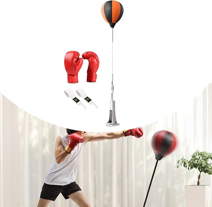 Boxing Reaction Ball Reflection Training Equipment Adjustable Height for Kids Adults Boxing Punching Bag for Fitness Exercise, Style A