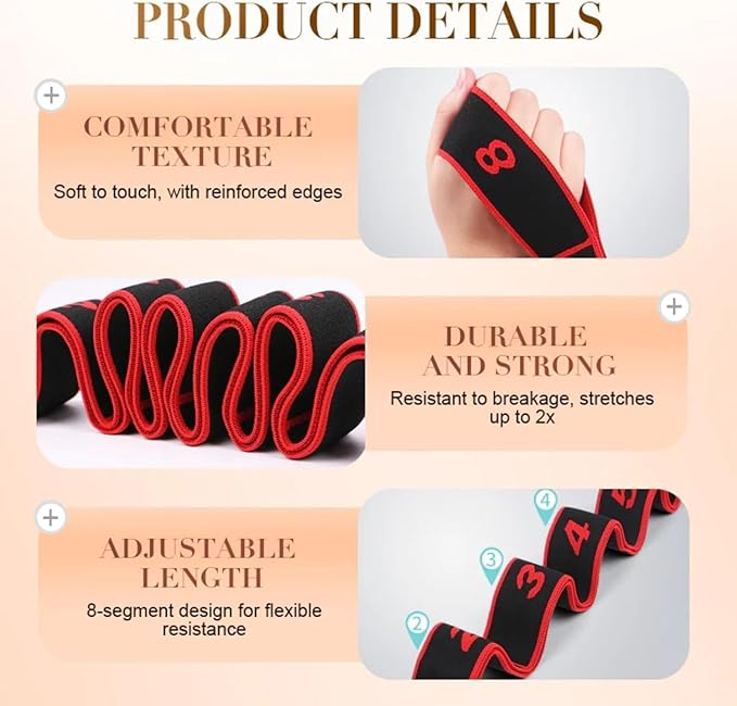 Fitness Resistance Band for Stretching and Yoga, Resistance Bands with Handles for Arms, Fashion Puller Exercise, Adjustable Bands for Full Body Stretching Shaping