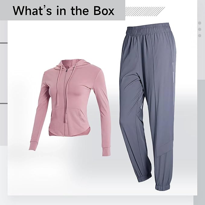 Pink Pilates Set For Women, 2-Piece Workout Outfit With Hoodie, Nylon & Spandex For Yoga And Everyday Wear