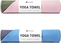 Eunzel 2 Pack Hot Yoga Towel, Reversible Two-Tone Non-Slip Yoga Mat Towel, Sweat Absorbent for Hot Yoga, Pilates and Workout, 72" x 26.5", Navy& Blue/Army Green& Pink