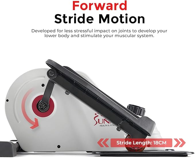 Sunny Health & Fitness Under Desk Pedal Elliptical Machine, Adjustable Resistance Leg Exerciser Home Workout While Sitting for Seniors, Optional Motorize or in Pink with SunnyFit App via Bluetooth