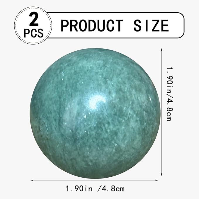 Hand Therapy Balls for Stress Relief,Baoding Balls for Women & Men,Marble Chinese Massage Ball Set for Hand Exercise,Arthritis,Brain Stress Relief,2 Pack with Storage Bag (1.90inch Green)