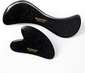 Scienlodic 2 Pcs Gua Sha Massage Tools for Face & Body (Black Gold, Resin) - Guasha Scraping Tool for Jawline Contouring, Puffiness Reduction, Neck, Shoulders, Arms & Calves Relaxation