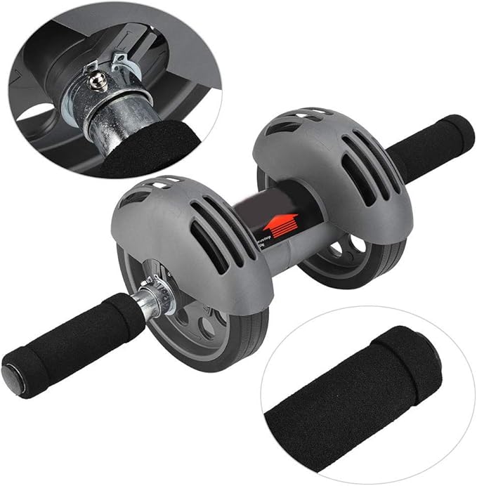 Ab Double Roller Workout System, Abdominal Exercise Roller Wheel with Dual Wheels and Knee Pad, Anti - Slip Foam Handles for Home Gym Core Training