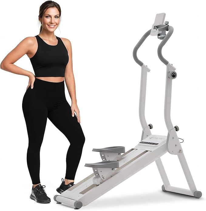 Upgraded Magnetic Stair Stepper for Home, 16-Level Adjustable Resistance up to 77LBS, with Cup Holder & Bluetooth APP, Folding Compact Cardio Climber, 350LBS Capacity