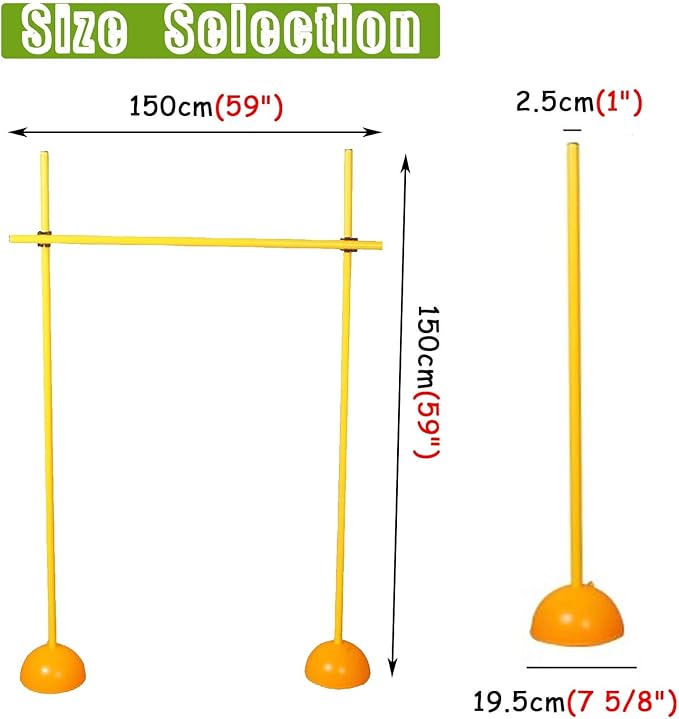 Agility Hurdles Soccer Training Agility Poles, Multi-Function Athletic Speed Hurdles for Athlete/Coach, Portable Sports Team Agility Obstacles Pole, Easy to Install(150cm/59in/5ft)