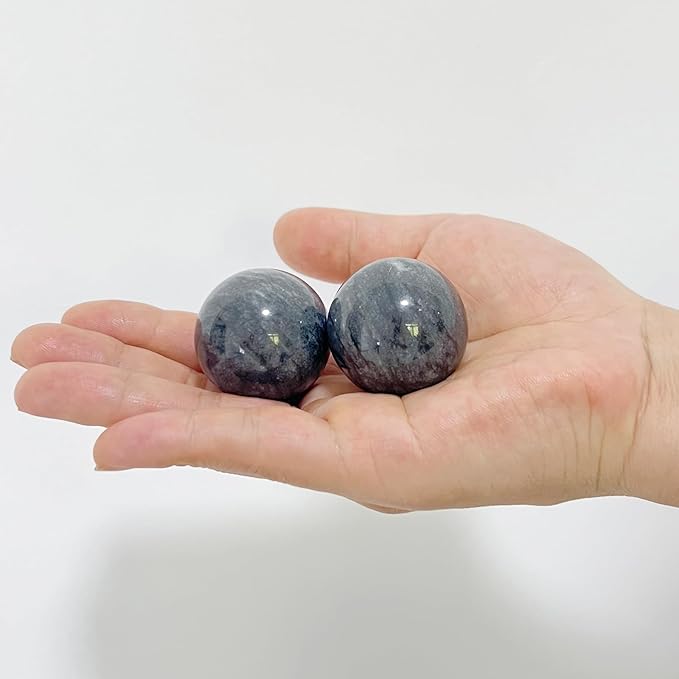Traditional Chinese Baoding Balls, Marble Health Exercise Stress Relief Balls with an Upgraded Shockproof Imitation Wood Box, Dark Grey, 2-Piece Set, Medium-1.57"