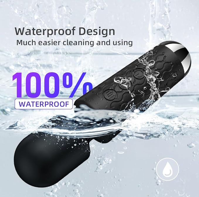 Powerful Cordless Massager - Personal 8 Intensity & 20 Modes mini Massager, Handheld Vibration Wand for Deep Tissue Relief in Back, Neck, Legs & Muscles - Portable for Home & Travel (Black)