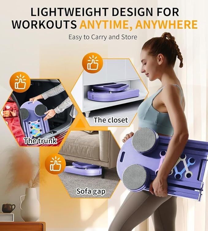 Pilates Board Foldable Pilates Reformer Equipment with Timer 7-in-1 Multi-Purpose Portable Pilates Reformer Machine Home Pilates Kit for Home Workout Fitness Exercise Abs