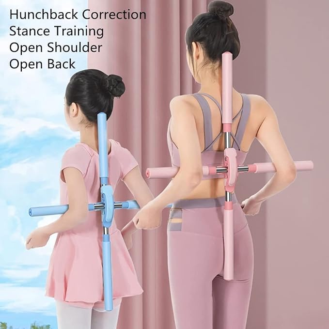 Yoga Sports Training Sticks Stretching Tool for Adults and Kids Back Straightener Posture Corrector Retractable Back Support Hump Posture Orthotics (Color : Blue, Size : 54-86cm)