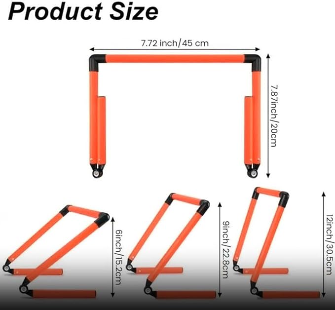 2X Adjustable Agility Training Hurdles, Foldable Speed Training Equipment for Jumping and Running