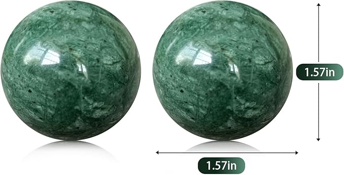 Traditional Chinese Baoding Balls, Marble Health Exercise Stress Relief Balls with an Upgraded Shockproof Imitation Wood Box, Dark Green, 2-Piece Set, Medium-1.57"