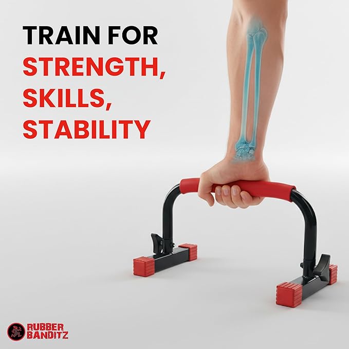 Rubberbanditz Parallette, Parallel Bars & Dip Station | At Home Gym Workout Equipment, L-Sit Bars & Calisthenics Equipment for Home. Perfect for Push Ups, Dips, Handstands & Gymnastics.