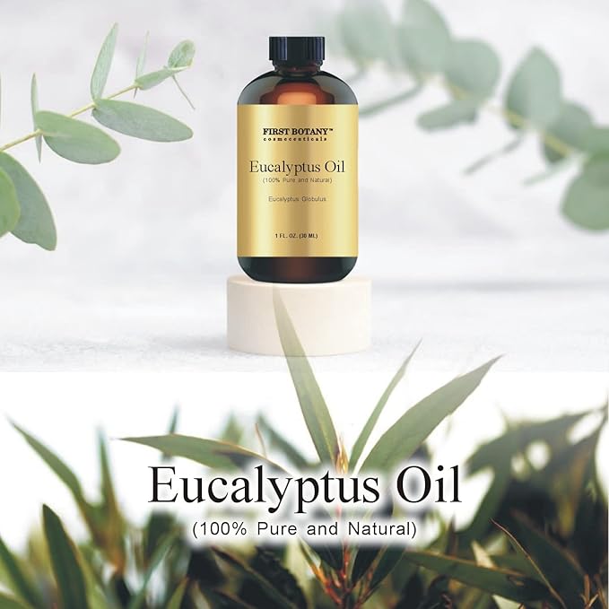 First Botany, 100% Pure Eucalyptus Oil - Premium Eucalyptus Essential Oil for Aromatherapy, Massage, Topical & Household Uses - 1 fl oz