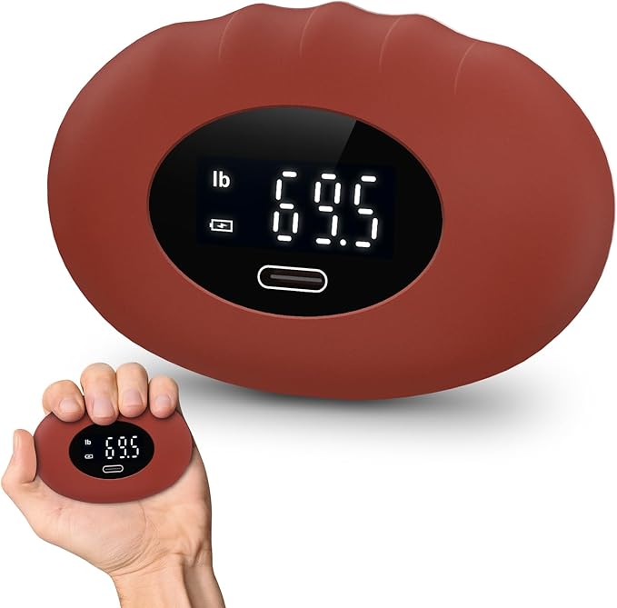 AMIR Hand Grip Strength Tester Trainer, Upgraded Rechargeable Electronic Hand Dynamometer up 395 Lbs (180kg) Forearm - Gripper-Finger Grip Strengthener Exerciser for Gifts, Stress Balls for Sport Home School Use