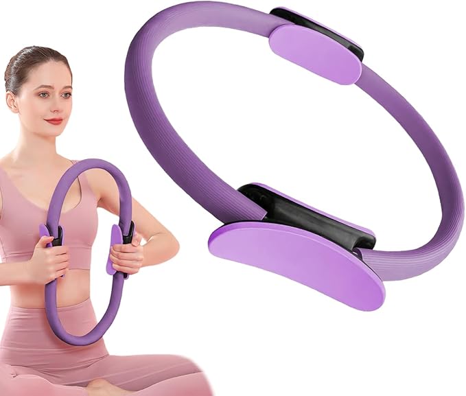 Pilates Ring Fitness Circle 14.96" Yoga Rings Magic Circle with Dual Padded Handles for Toning Arms, Thighs/Legs & Core