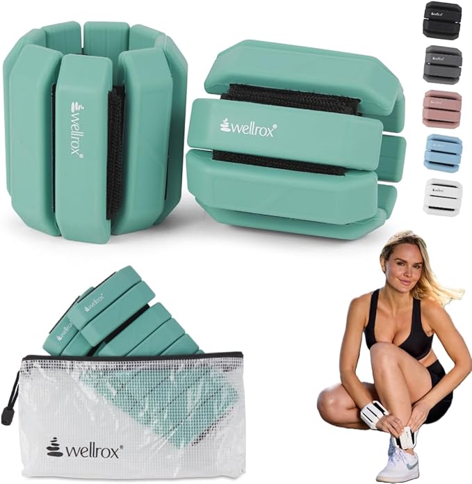 Wellrox Weighted Bangles – Adjustable Ankle and Wrist Weights for Women & Men – Set of Ankle Weights 2 lbs (1 lb Each Wrist Weight) | Weighted Arm Bands for Pilates, Yoga, Running & Walking