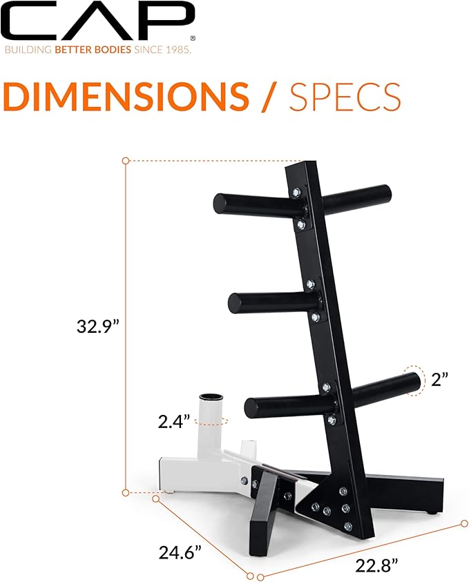 Cap Barbell Olympic Plate Tree Storage Rack, Multiple Colors