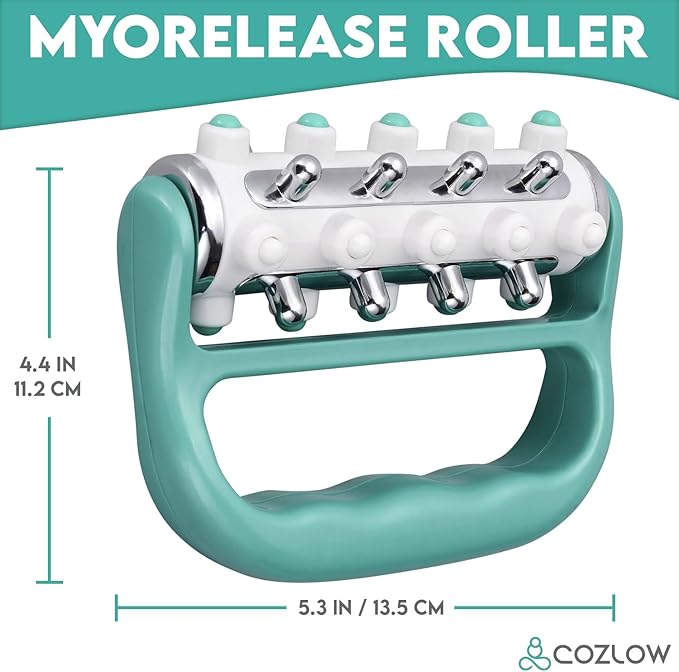 COZLOW - MyoRelease Lymphatic Drainage Massager - Green - Handheld Fascia Release + Scar Tissue Massage Roller for Shoulder, Neck, Belly, Thigh, Leg, Back, Glutes - Helps Reduce Cellulite Appearance