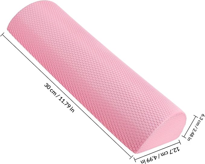 Versatile Yoga Roller Half- Tool Lightweight Foam Roller for Back and Lumbar Massage Training Posture Improvement Sakura Pink 30x6.3cm