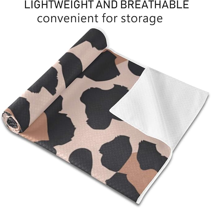 ALAZA Vintage Animal Leopard Pattern Yoga Towel Non Slip Soft Sweat Absorbent Mat Towel for Hot Yoga Exercise Pilates 73x27 Inches