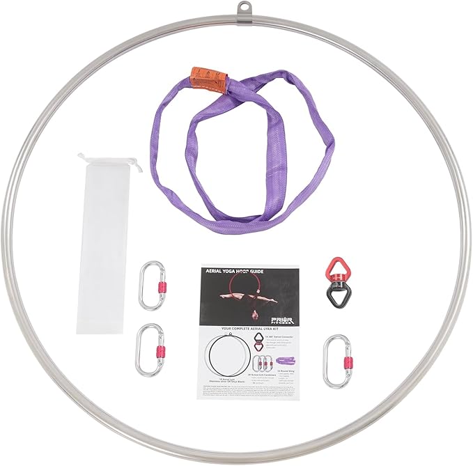 Aerial Lyra Hoop Set, Professional Single-Point Aerial Yoga Hoop Equipment with 3.28 ft Round Sling Length, Stainless Steel Circus Aerial Ring Kit for Fitness Dancing Training Performance