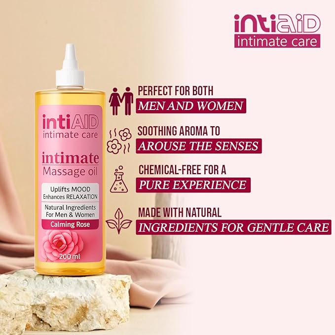 Intimate Body Massage Oil for date nights. Uplifts mood & Enhances Relaxation during Intimate Moments. Gentle & Natural Nourishing Ingredients like Jojoba, Almond Oil & Vitamin E - 7 Fl Oz