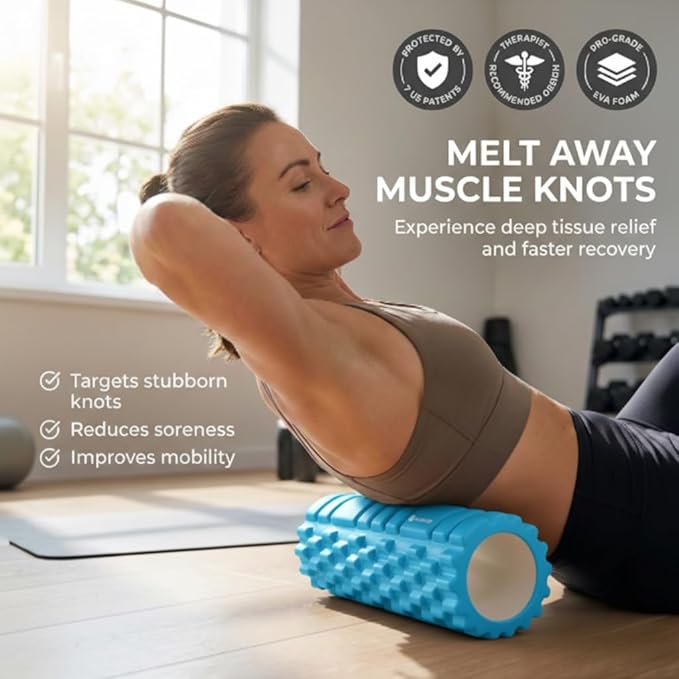 Strong Foam Roller - Deep Tissue Medium Density Muscle Massager with Myofascial Trigger Point Release, Back Massage Roller for Soreness and Mobility 13 x 5.5 Inch