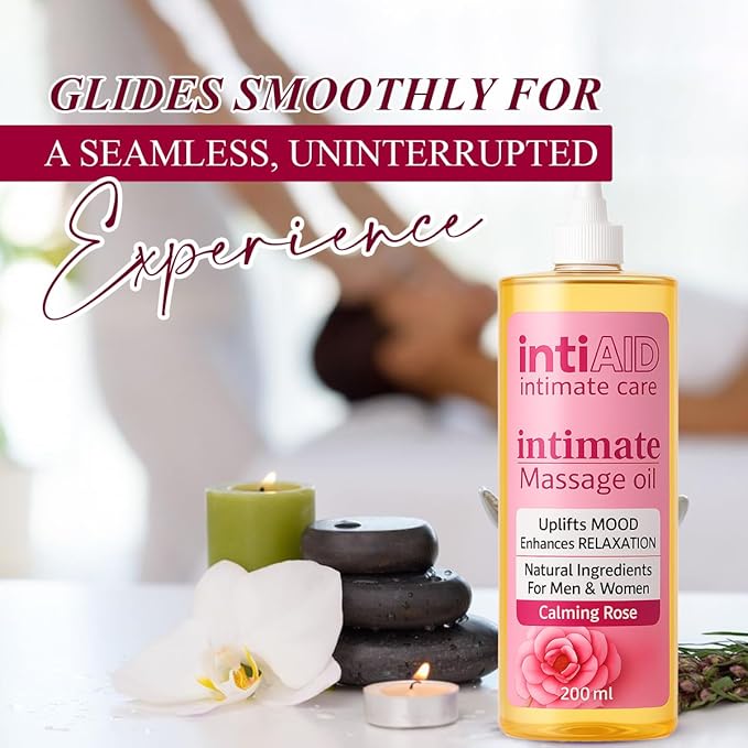 Intimate Body Massage Oil for date nights. Uplifts mood & Enhances Relaxation during Intimate Moments. Gentle & Natural Nourishing Ingredients like Jojoba, Almond Oil & Vitamin E - 7 Fl Oz